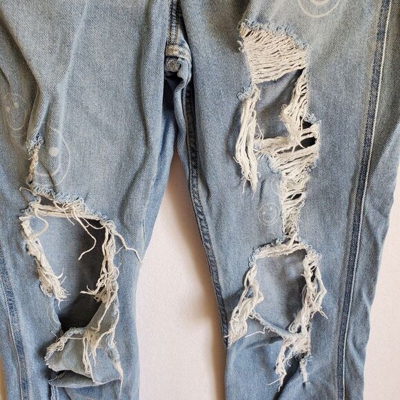Hollister Face Jeans 9R 29 X 25 1/2 Distressed Ultra High Rise Mom Blue - Picture 4 of 16